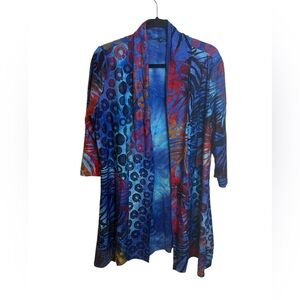 The Pyramid Collection Colorful Eclectic Bohemian Open Front Cardigan